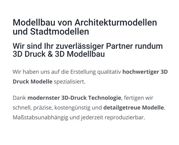 3D Druck Gebsattel - Modellbau & Architekturmodelle & Konstruktionsmodelle